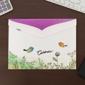 Mix Design A4 Printed Document Folder with Decorative Button Closure (1 Pc)