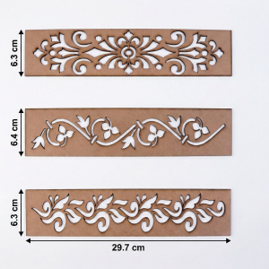 Wooden Rangoli Border Stencils - Set of 3 Traditional Designs for Diwali and Festivals