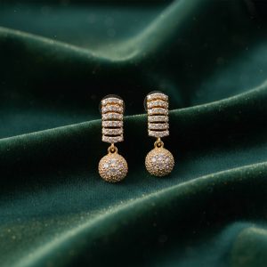 Elegant Gold Finish Stone Stud Drop Earrings for Women – Elegant Party & Festive Wear