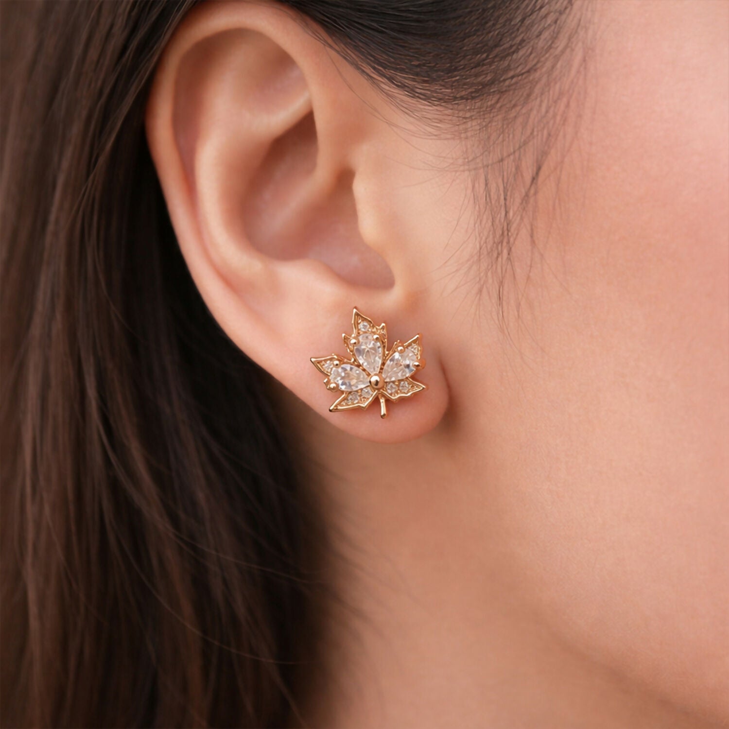 Leaf Shape Golden Finish Stud Earrings for Women & Girl Elegant Daily Party Wear Jewellery - Image 2