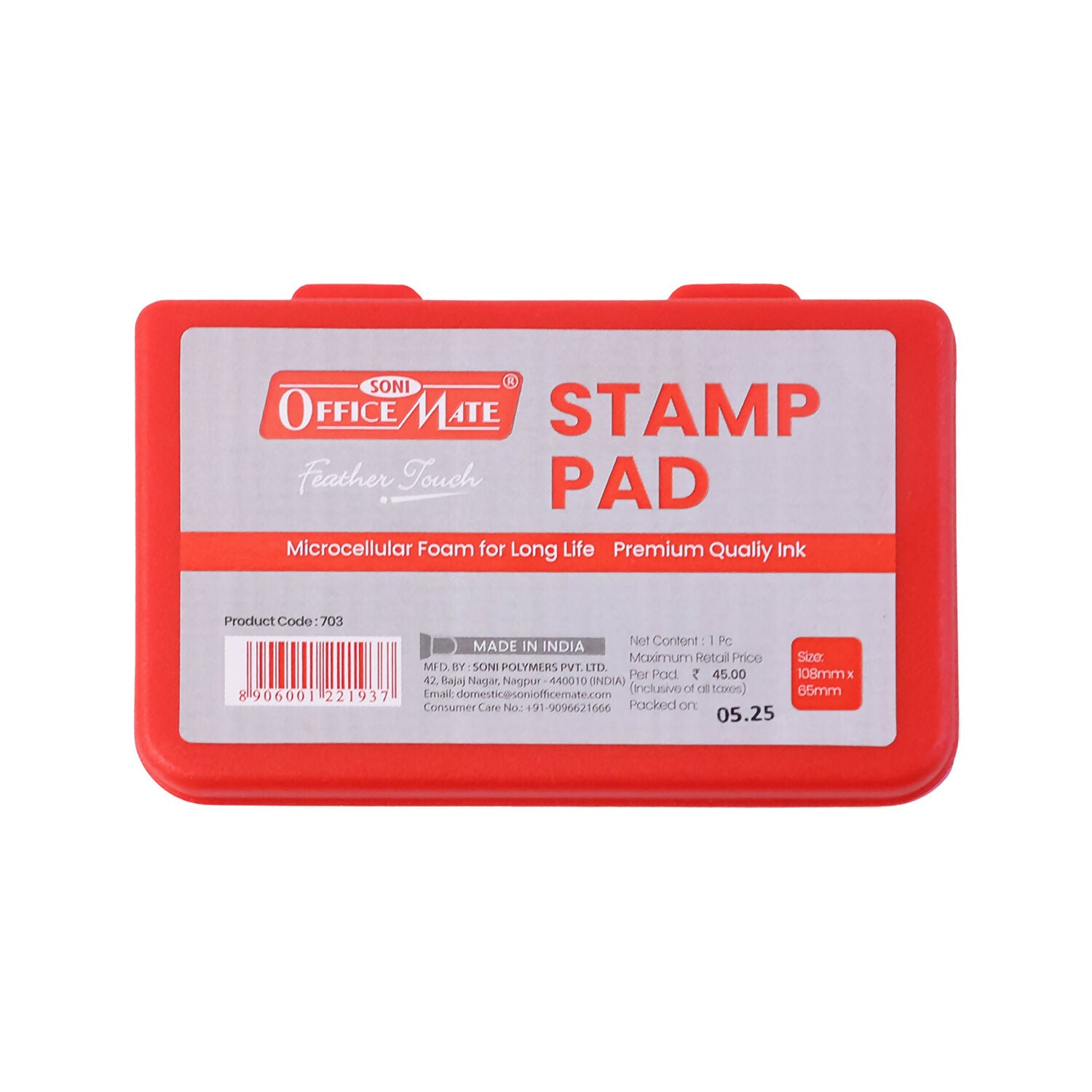 OfficeMate Red Stamp Pad – Premium Microcellular Foam, Long-Life Ink (108×65 mm) - Image 5