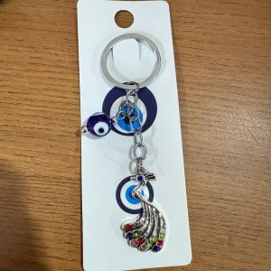 Peacock Evil Eye Keychain with Multicolour Stones for Car Keys & Bags
