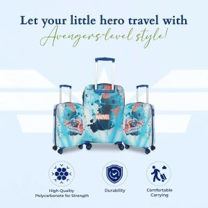 Novex Marvel Captain America Kids Polycarbonate Trolley Bag for Boys Travel Luggage with Spinner Wheel (18 Inch)