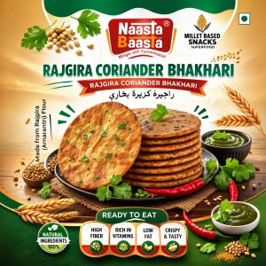 Naasta Baasta Rajgira Coriander Bhakhari - Crispy Millet Based Ready to Eat Snack (200 Gm)