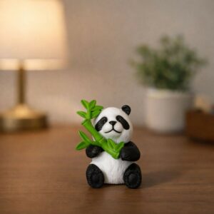 Cute Panda poly-resin Showpiece with Bamboo for Home & Office Desk Decor