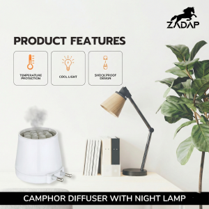Zadap Wooden Kapoor Dani, Aroma Diffuser, Camphor Burner & Night Lamp
