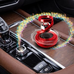 Red Solar Magnetic Rotating Car Air Freshener Aromatherapy Diffuser Decor