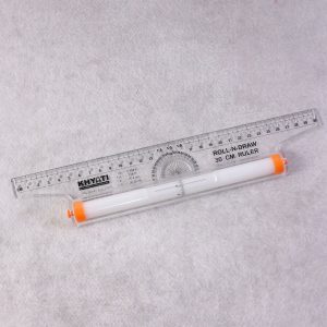 Roll-N-Draw Precision Ruler with Rolling Guide for Drawing & Drafting (30Cm)