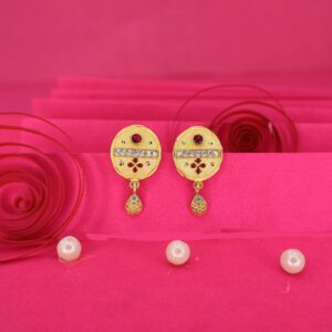 Gold Plated Stud Earrings with AD for women and girlsfor women and girls