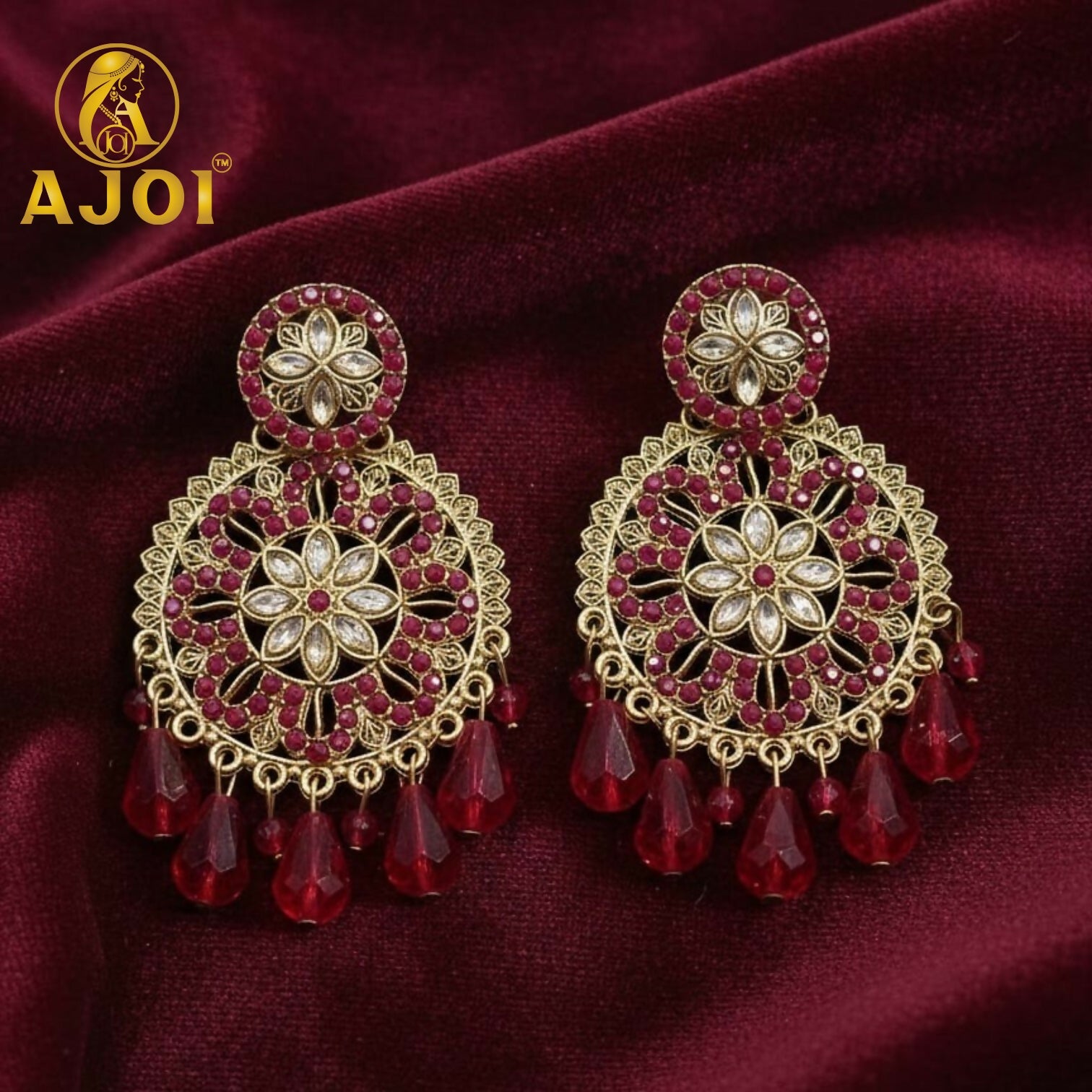 Pink Stylish Floral Earrings