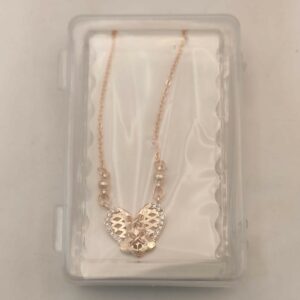 Rose Gold Filigree Heart Pendant Necklace with AD For women and girls