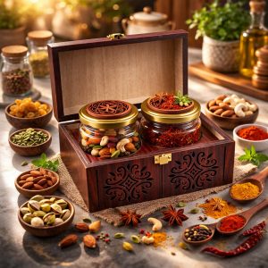 Luxury Handcrafted Wooden Gift Box with Dual Airtight Glass Jars