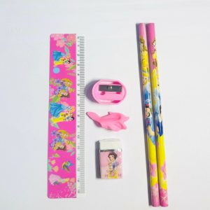 Kids Princess Stationery Set with 2 Pencils, Ruler, Eraser, Sharpener & Grip