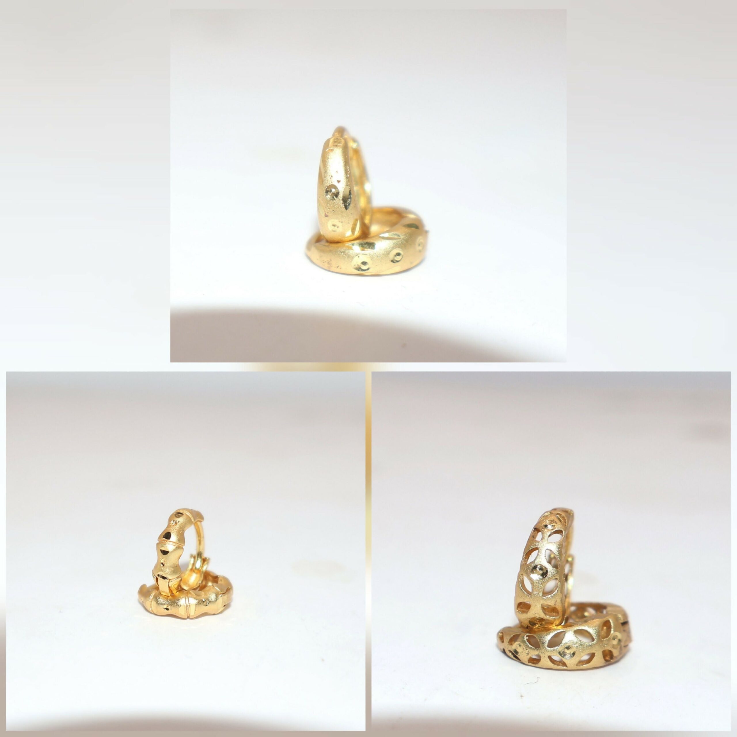 Gold Huggie Hoop Earrings kan ki bali and girls Combo Pack of 3 - Image 3