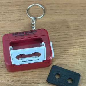 Retro Cassette Tape Sound Keychain Toy with Click Button