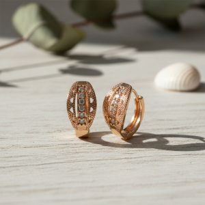 Elegant Gold Finish Stone Stud Earrings for Women & Girl