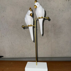 White & Gold Love Birds Decorative poly-resin Showpiece for Home & Office Décor