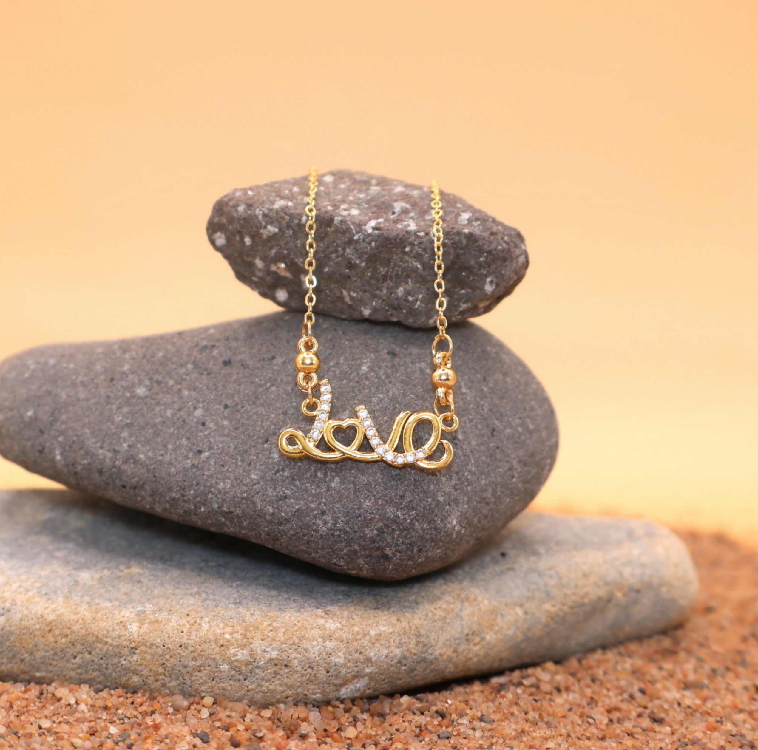 Love Gold Plated AD Pendant Necklace For women and girls - Image 2