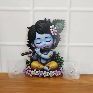 Krishna Wooden Wall Key Holder with 6 Hooks