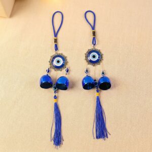 Decorative Evil Eye Hanging Wind Chime Set (2 Pc Set)