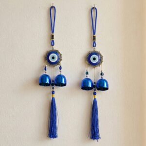 Decorative Evil Eye Hanging Wind Chime Set (2 Pc Set)