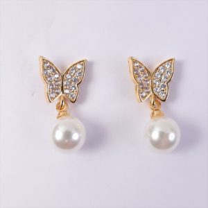 Elegant Gold Finish Stone Studded Hoop Earrings for Women & Girls