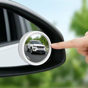 White Round Car Blind Spot Rear View Mirror Set (2 Pc)