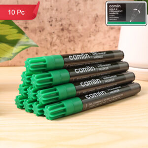 Camlin Bold-E Permanent Marker Green Long-Lasting Refillable Marke Pack of 10