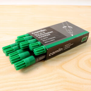 Camlin Bold-E Permanent Marker Green Long-Lasting Refillable Marke Pack of 10