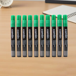 Camlin Bold-E Permanent Marker Green Long-Lasting Refillable Marke Pack of 10