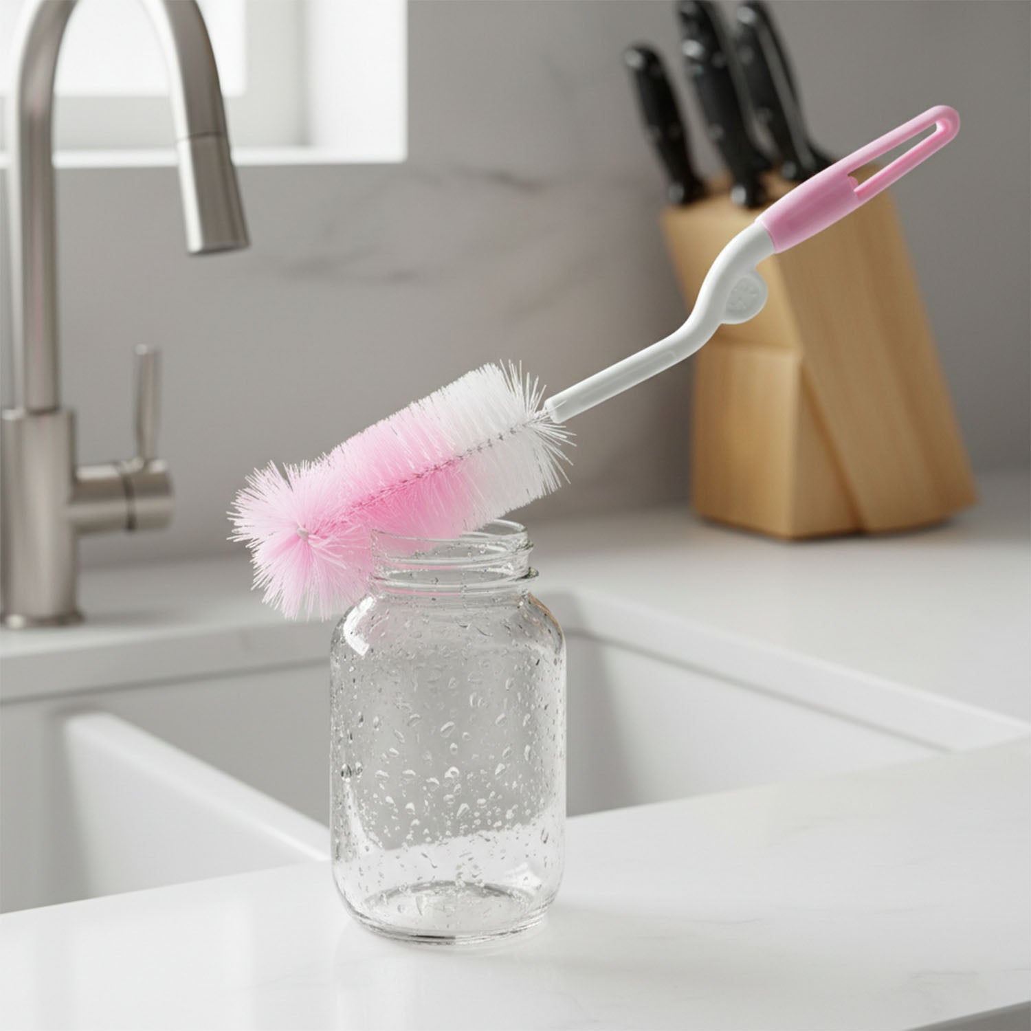 Bottle & Nipple Cleaning Brush with 360° Rotary Handle (1 Pc)