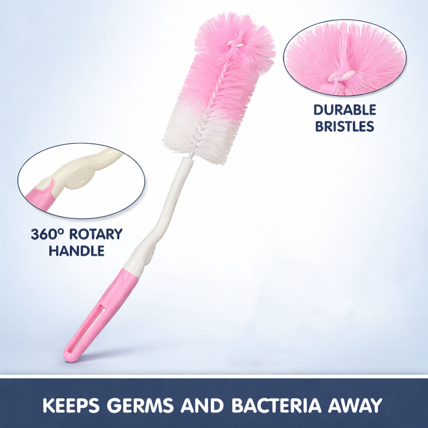 Bottle & Nipple Cleaning Brush with 360° Rotary Handle (1 Pc)