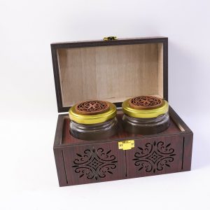 Luxury Handcrafted Wooden Gift Box with Dual Airtight Glass Jars