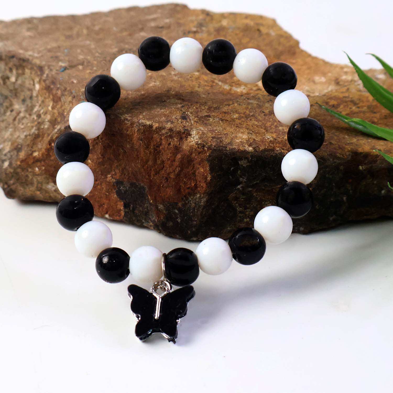 Elegant Black and White Fancy Bracelet (1 Pc)