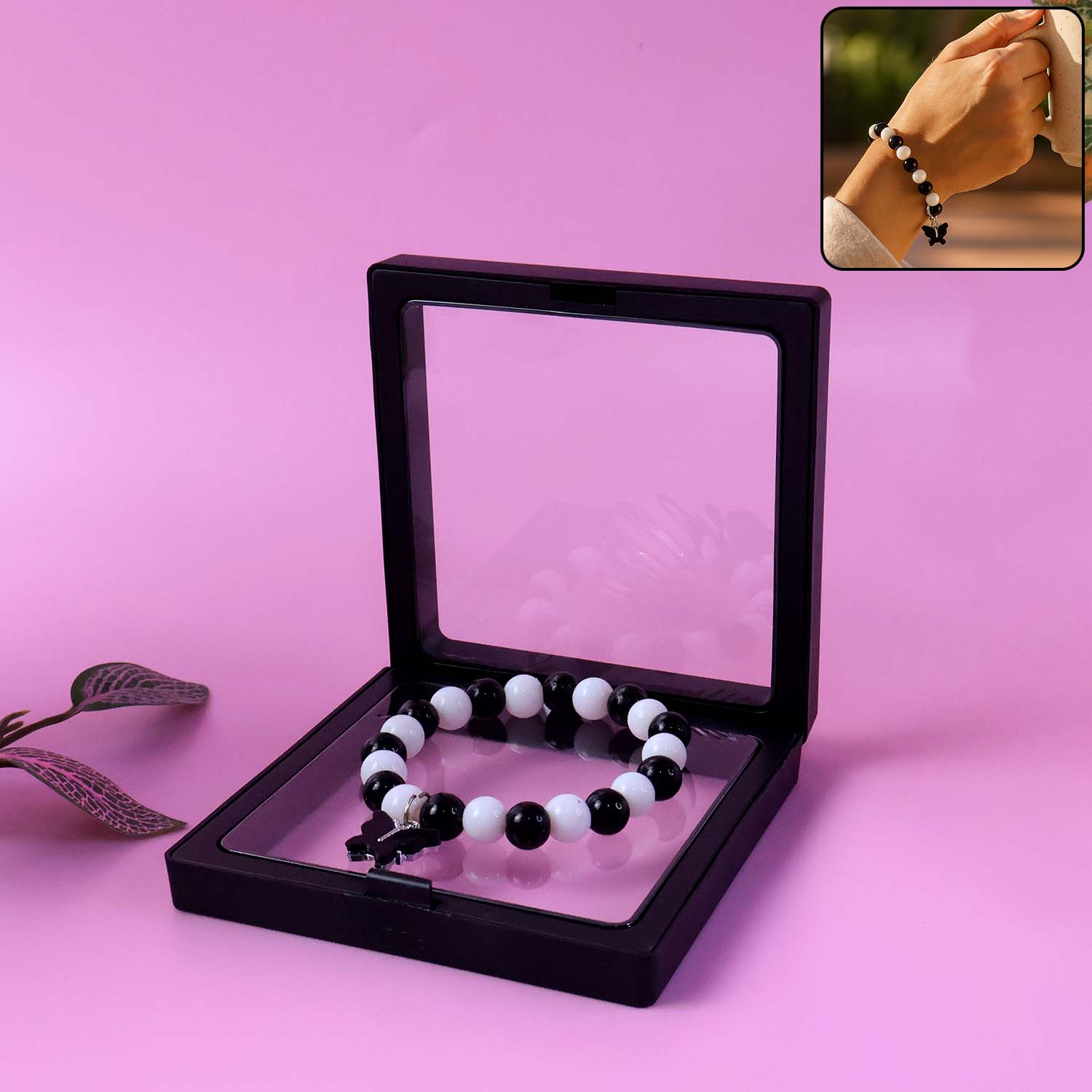 Elegant Black and White Fancy Bracelet (1 Pc)