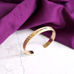 Custom Rose Gold-Plated Bracelet – Personalized Name Engraved Cuff Jewelry Men