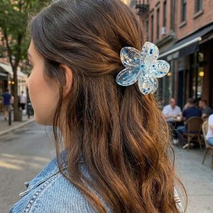 Elegant Floral Design Hair Clip (1 Piece, Mix Color)