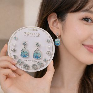 Elegant Korean Style Multi-Design Stud & Drop Earrings Set for Women and Girls (Pack of 7)