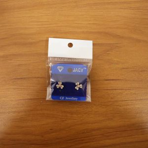 Elegant Floral CZ Stud Earrings with Gold Finish – Classic Everyday Wear for Women