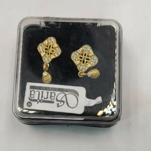 Gold Plated Square Stud Earrings with AD for women and girls