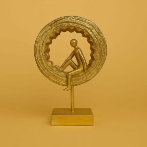 Golden Meditating Yoga Figurine Ring Sculpture for Home Decor (Any One)