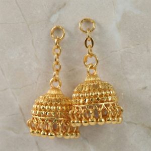 Classic Gold-Plated Jhumka with Layered Dome and Bead Detailing