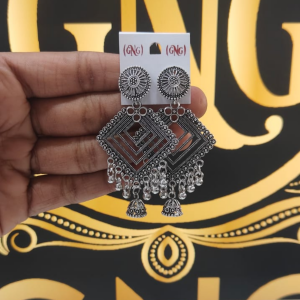 Traditional Oxidised Long Jhumka Earrings