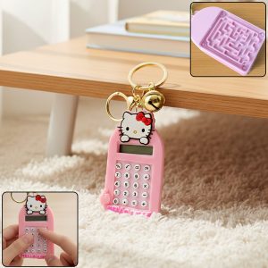 Cute Cartoon Cat Calculator Keychain with Mini Digital Display (1 Pc)