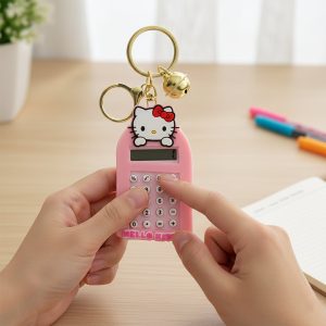 Cute Cartoon Cat Calculator Keychain with Mini Digital Display (1 Pc)