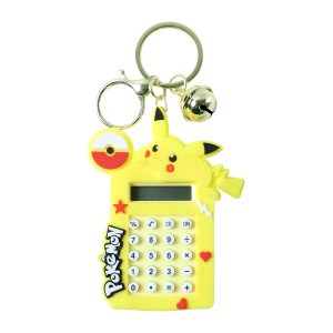 Cute Yellow Cartoon Character Calculator Keychain with Mini Digital Display (1 Pc)