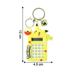 Cute Yellow Cartoon Character Calculator Keychain with Mini Digital Display (1 Pc)