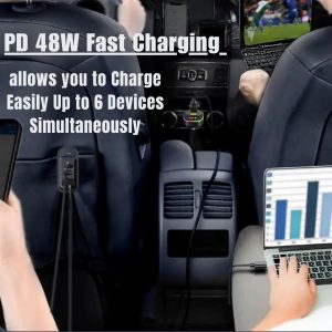 RGB Breathing Light Multi Port Car USB Charger (1 Set, 1.5M)