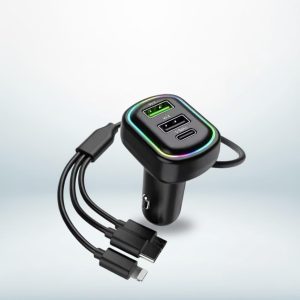 RGB Breathing Light Multi Port Car USB Charger (1 Set, 62 Cm)