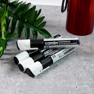 Camlin Cartridge Whiteboard Marker Long-Lasting Black Refillable Markers (5pc)